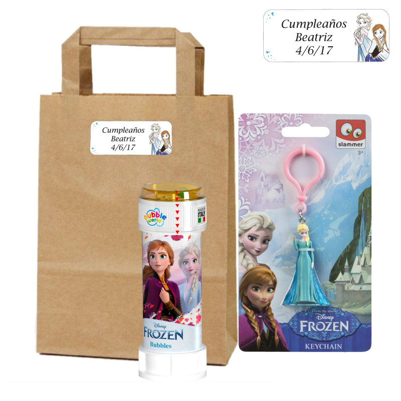 Chaveiro com figura de Frozen e bolha em bolsa personalizada para presentear