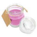 Vela aromática rosa em frasco de vidro com adesivo personalizado para comunhão de menina