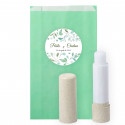 Bálsamo labial eco em envelope com adesivo design folhas personalizável para detalhes