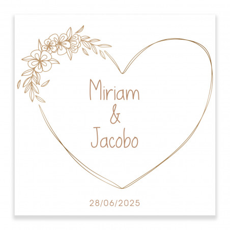 Piruleta personalizada com adesivo coração minimalista para detalhes de casamentos