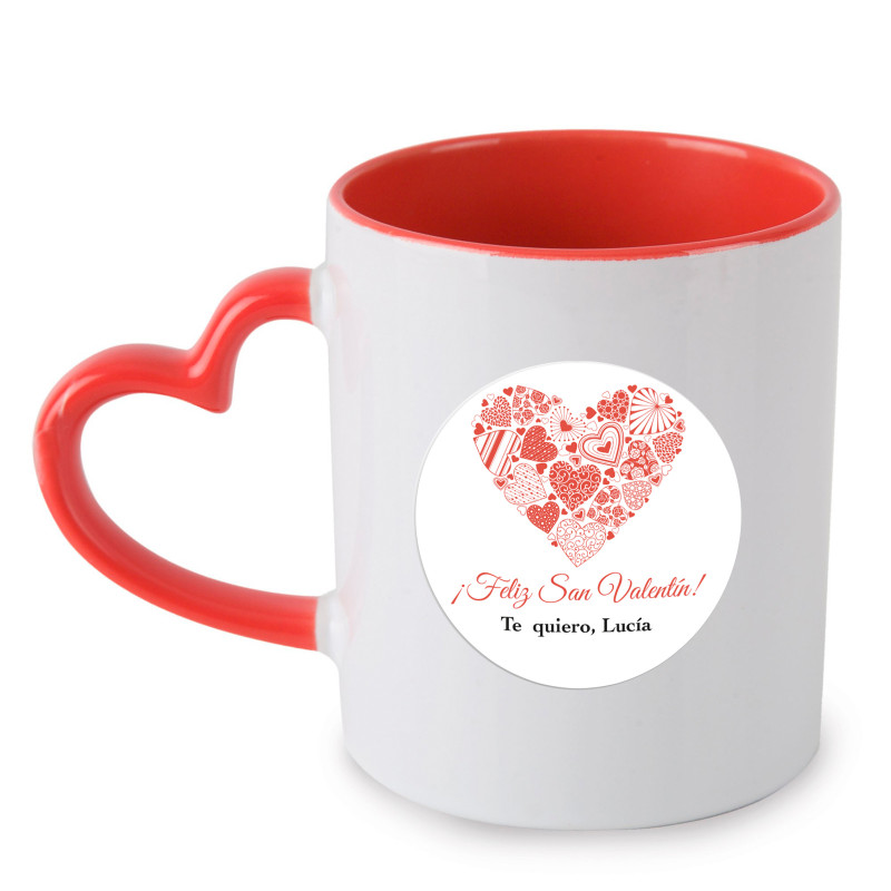 Caneca coração com adesivo personalizável para detalhes