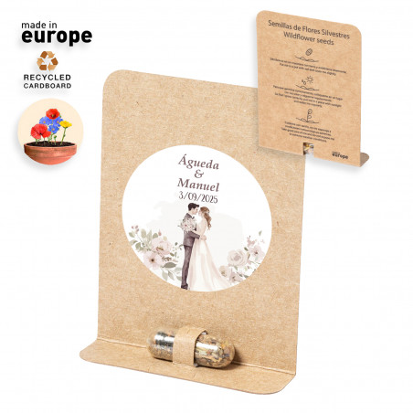 Cápsula de sementes com adesivo personalizável especial para detalhe de Casamento
