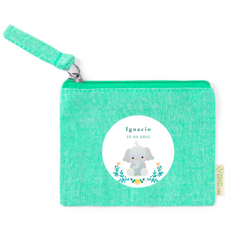 Porta-moedas personalizado com adorável adesivo de elefante para detalhes de batizado
