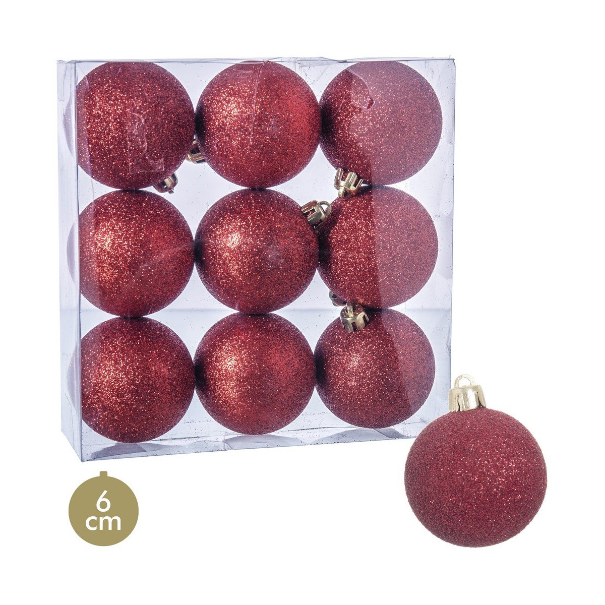 Bolas de glitter vermelhas para decoração de Natal