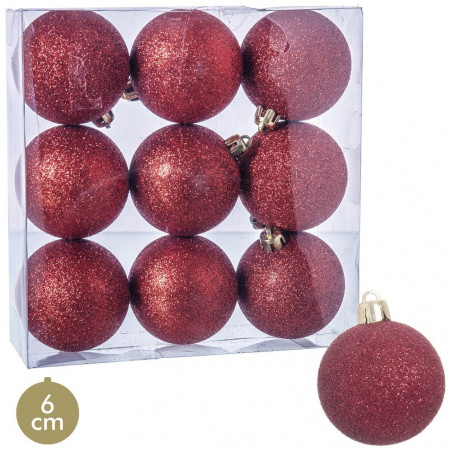 Bolas de glitter vermelhas para decoração de Natal
