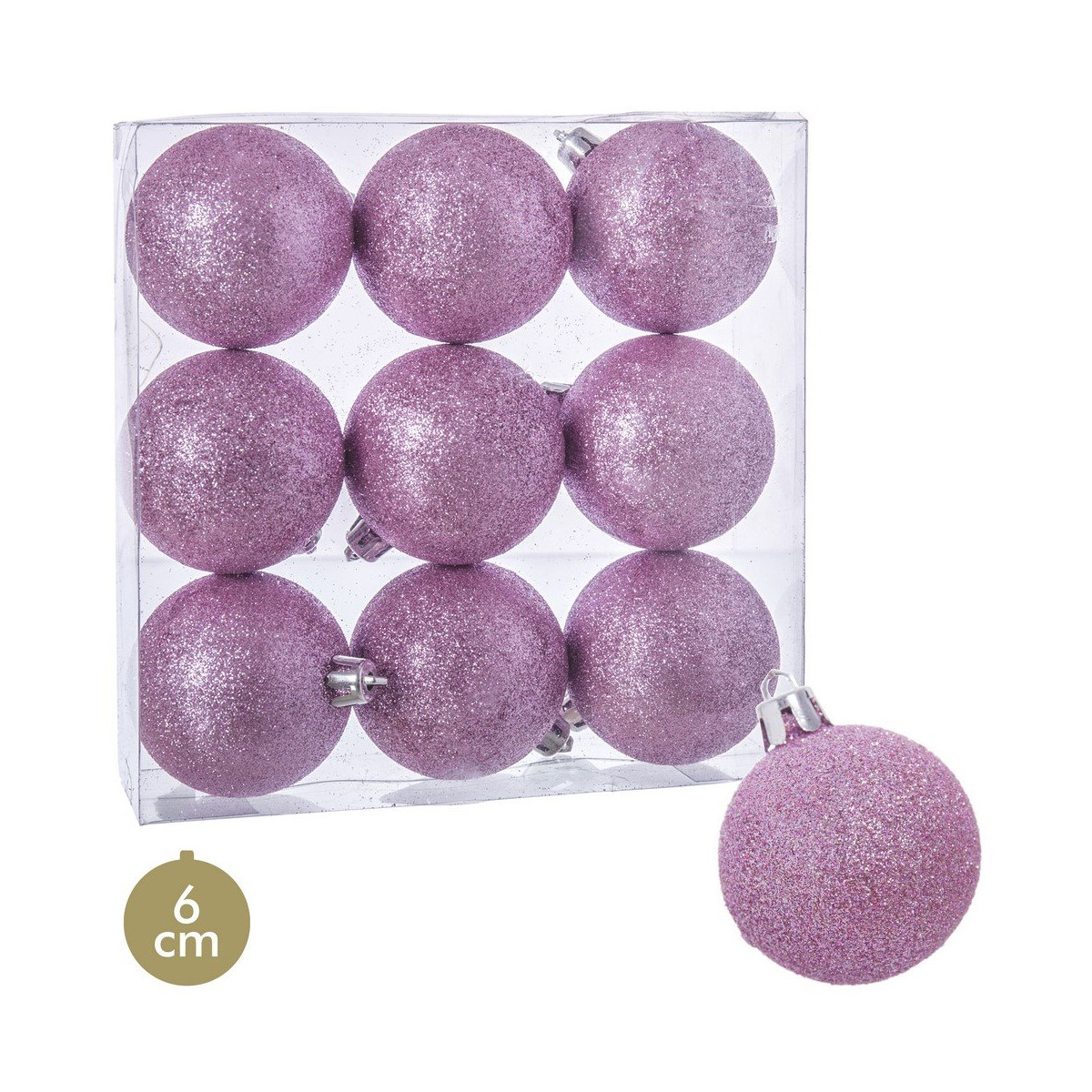 Bolas de glitter rosa para decoração de Natal