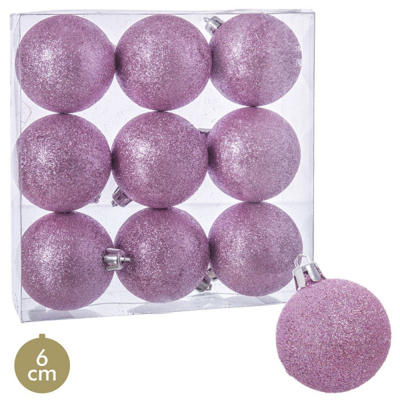 Bolas de glitter rosa para decoração de Natal