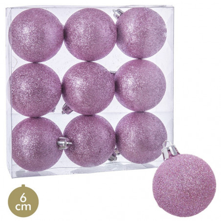 Bolas de glitter rosa para decoração de Natal