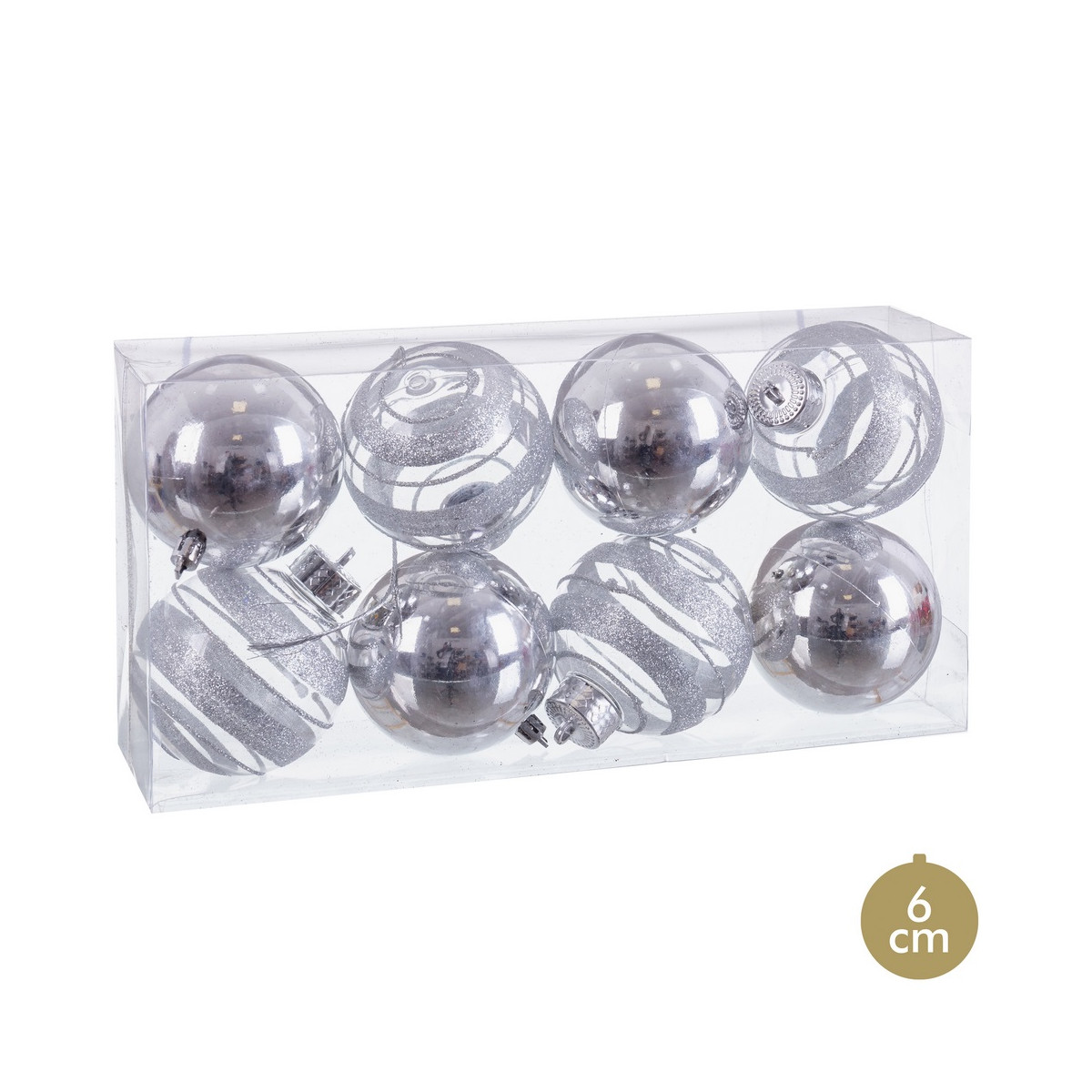 Bolas de prata para decoração de Natal 8 unidades
