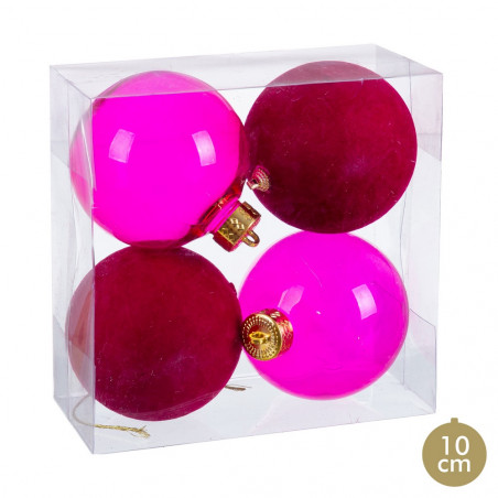 Bolas vermelhas e fúcsia para decoração de Natal