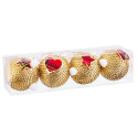 Bolas de isopor douradas e detalhes vermelhos para decoração de Natal