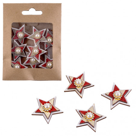 Estrela de madeira com laço de rattan e saco kraft