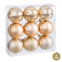 Bolas de ouro fosco, brilho e purpurina para decoração de Natal 9 unidades