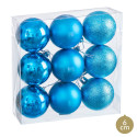 Bolas azuis foscas, brilhantes e brilhantes para decoração de Natal 9 unidades