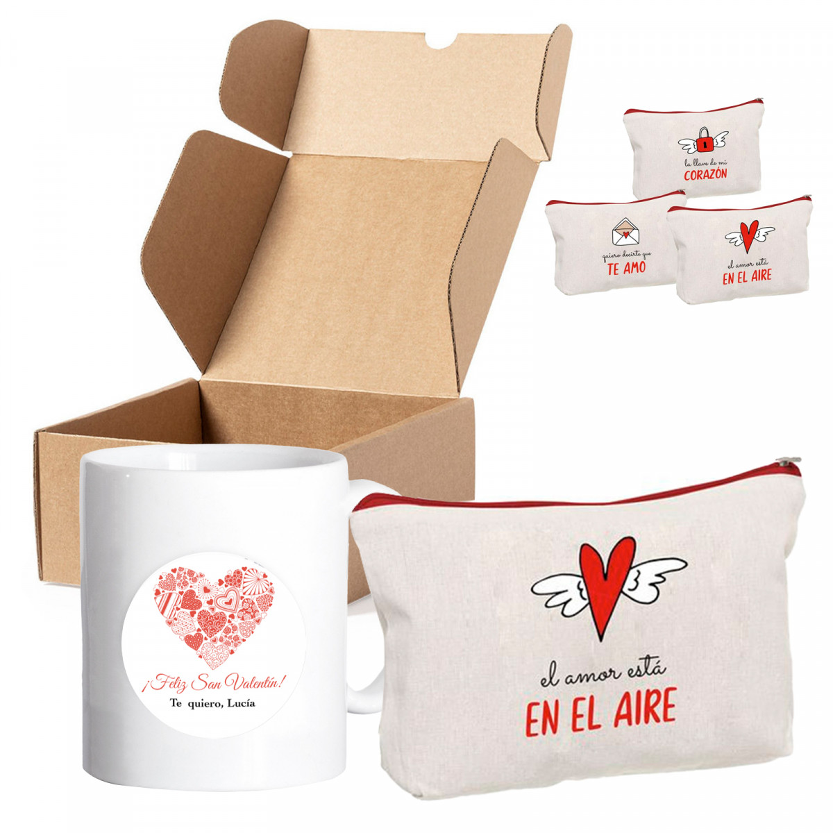 Taza personalizada e romântica necessaire em caixa para eventos