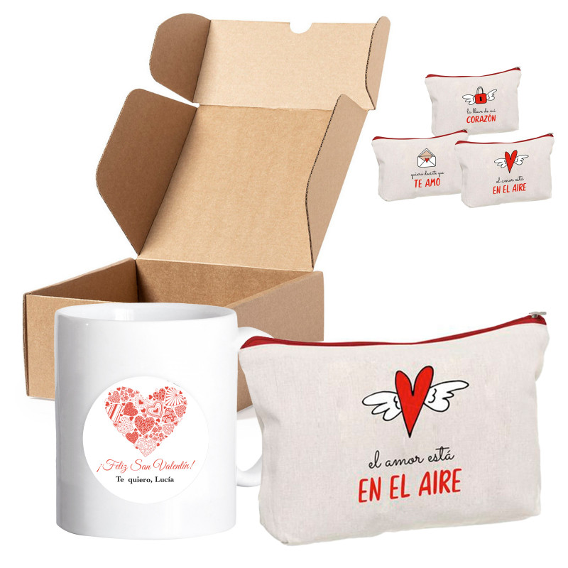 Taza personalizada e romântica necessaire em caixa para eventos