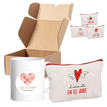 Taza personalizada e romântica necessaire em caixa para eventos