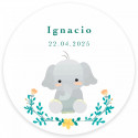 Rosário anjo da guarda com adesivo de elefante unissex para detalhes de batizado