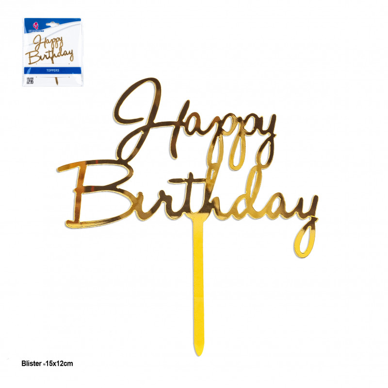 Topper letras douradas letras feliz aniversário para decorar bolos
