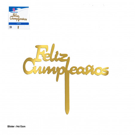 Topper letras douradas Feliz Aniversário para decorar
