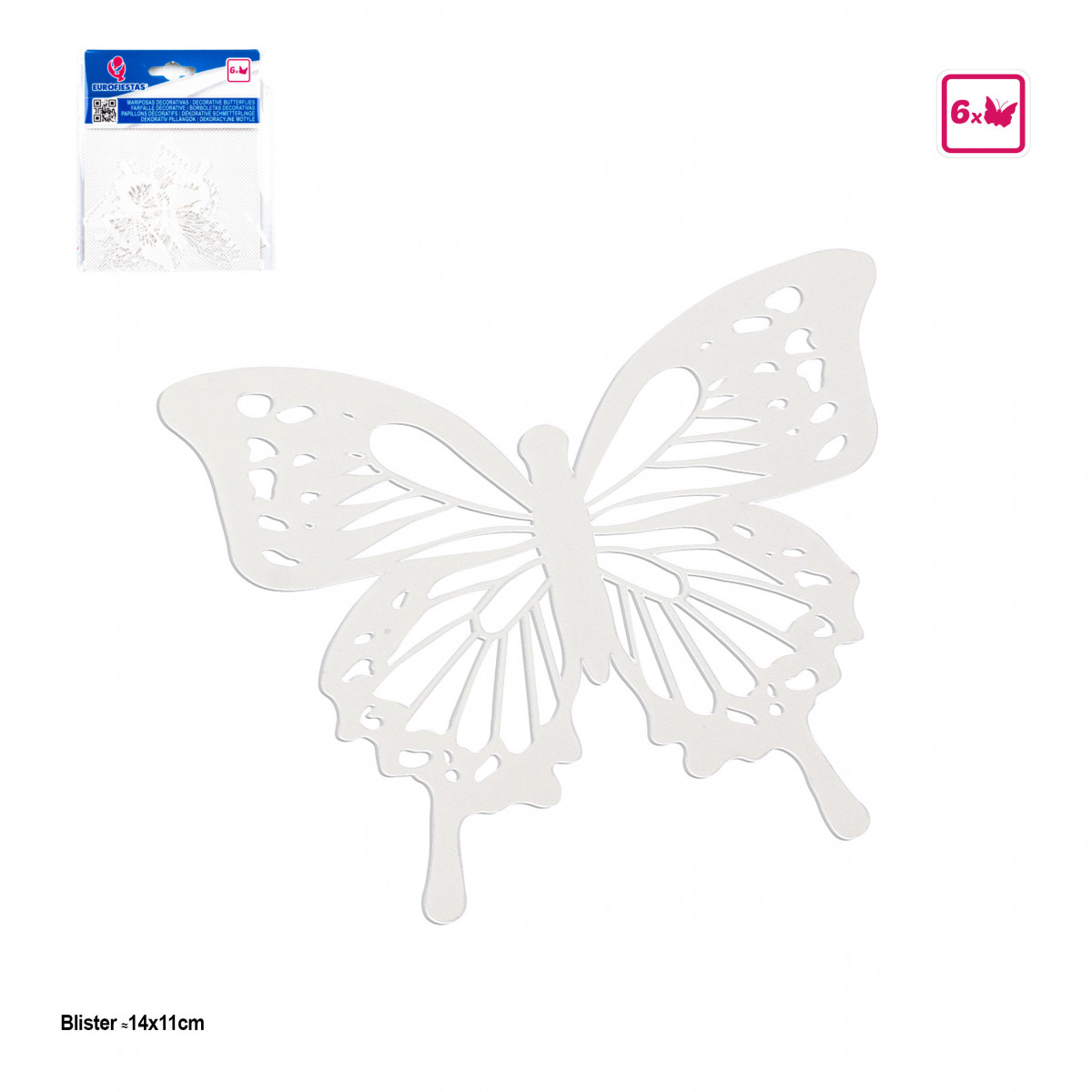 Mariposas decorativas blancas 6pcs