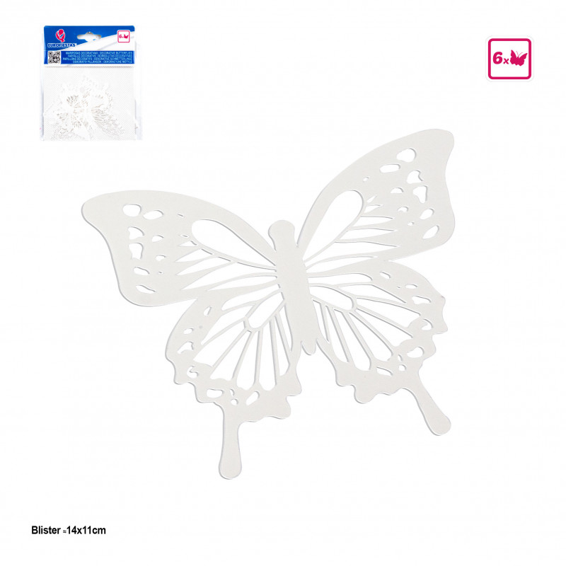 Mariposas decorativas blancas 6pcs