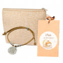 Pulseira com medalha da virgem Maria em porta-moedas e etiqueta pendente personalizada com adesivo para presentear