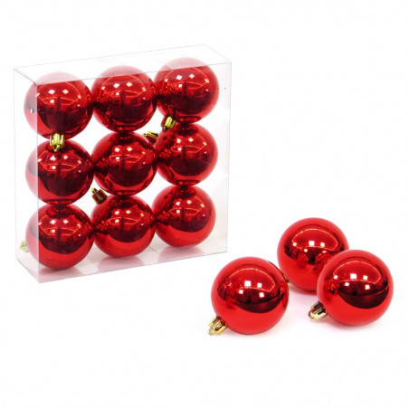 Bolas vermelhas com glitter para decoração de Natal