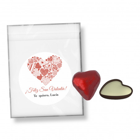Bombons em forma de coração 2 unidades em bolsa com adesivo personalizado para o dia dos namorados ou casamento