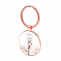 Chaveiro de ouro rosa personalizado com adesivo para detalhes de casamento