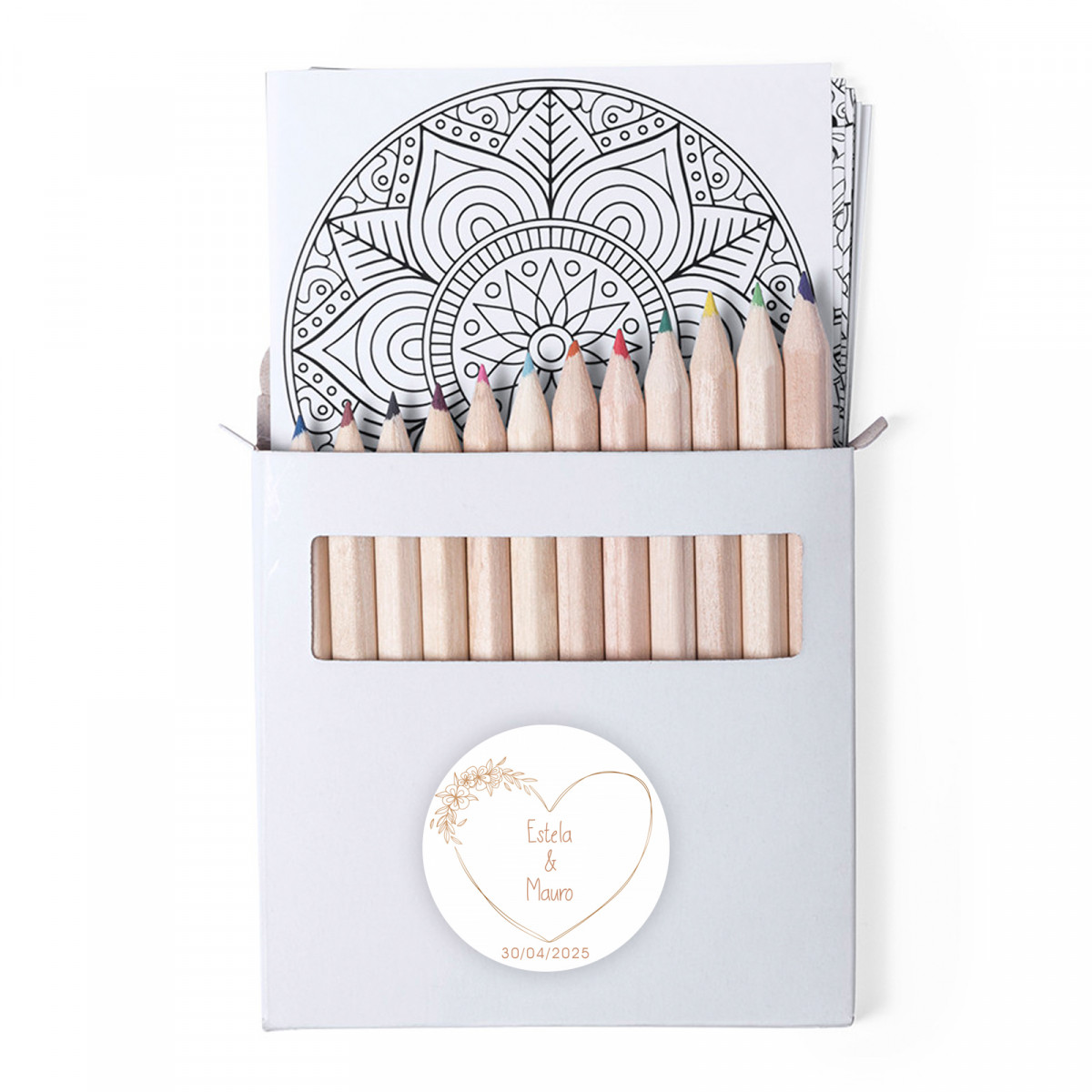 Mandalas para colorir com lápis de cor e adesivo personalizado para presentear