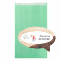 Ímã de madeira com adesivo personalizado no envelope para detalhes de batismo