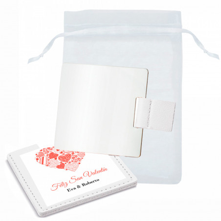 Espelho com estojo personalizado com saco de organza para detalhes