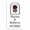 Saca-rolhas em forma de garrafa personalizado com design floral vintage em bolsa de organza