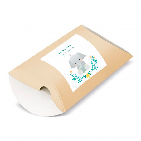 Estuche kraft para batizado com adesivo personalizado para presentear