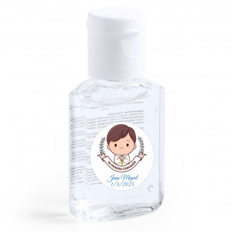 Gel hidroalcoólico com adesivo primeira comunhão menino para presentear