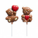 Piruleta de chocolate personalizável ursinho com coração para presentear