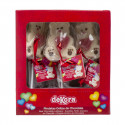 Piruleta de chocolate branco com coração de gelatina e adesivo personalizado para detalhes