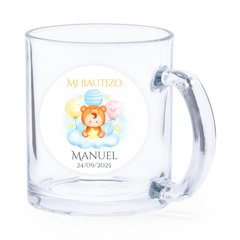 Taza de cristal com adesivo terno personalizável para presentear