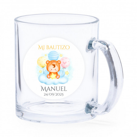 Taza de cristal com adesivo terno personalizável para presentear