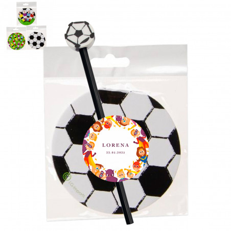 Caderno de futebol com lápis e adesivo personalizável de super-heróis para detalhes