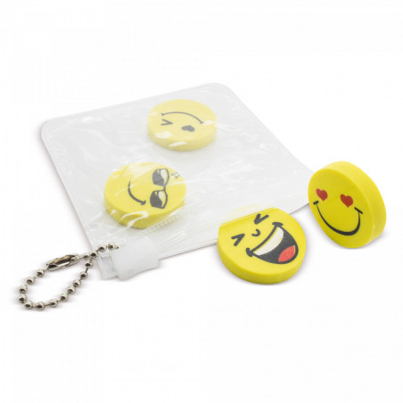 Borracha em forma de emojis em estojo com adesivo personalizável para detalhes