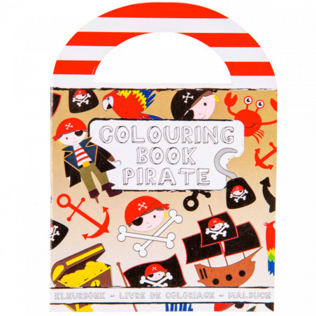 Livro de colorir com giz de cera e pirulito em bolsa vermelha metálica personalizável para detalhes