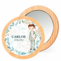 Espelho de bambu personalizável para lembrancinha primeira comunhão menino