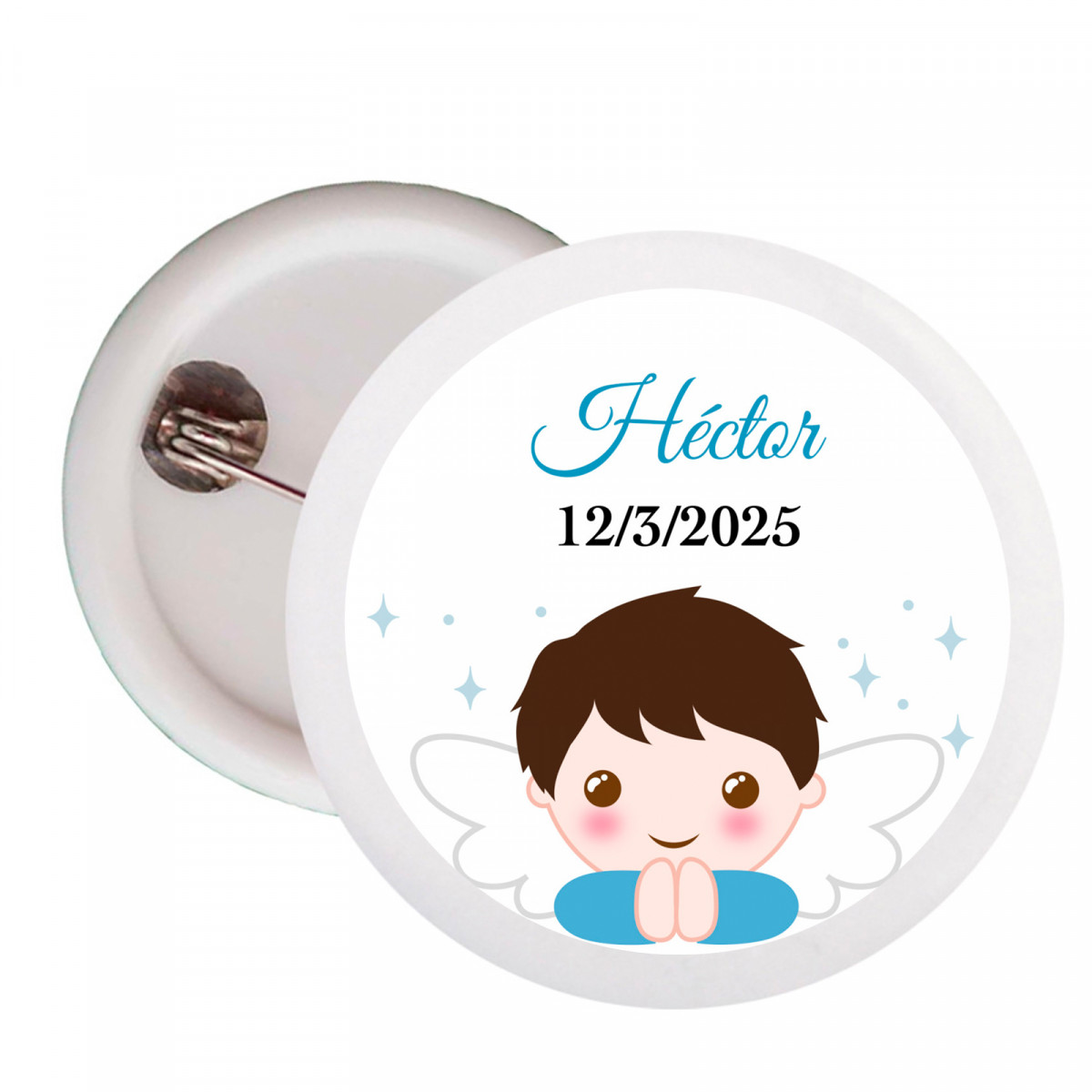 Chapa com adesivo design anjo para detalhes batizado menino
