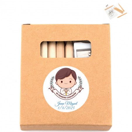 Estojinho para colorir com adesivo primeira comunhão para detalhes menino