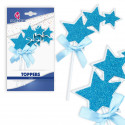 Topper de estrelas azuis com brilho e laço combinando
