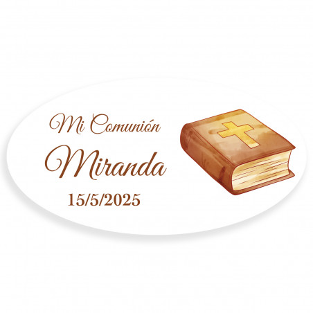Adesivo ovalado de comunhão Bíblia personalizado para detalhes