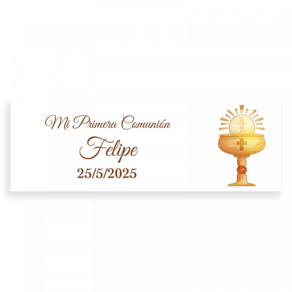 Adesivo de comunhão 6x2 cálice personalizado para lembrancinhas