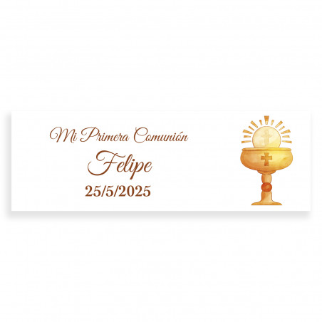 Adesivo de comunhão 6x2 cálice personalizado para lembrancinhas